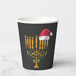 Weihnachten Hanukkah jüdisch Santa Menorah Pappbecher