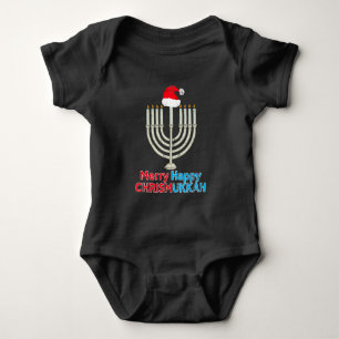 Weihnachten Hanukkah jüdische Menorah WeihnachtsW Baby Strampler