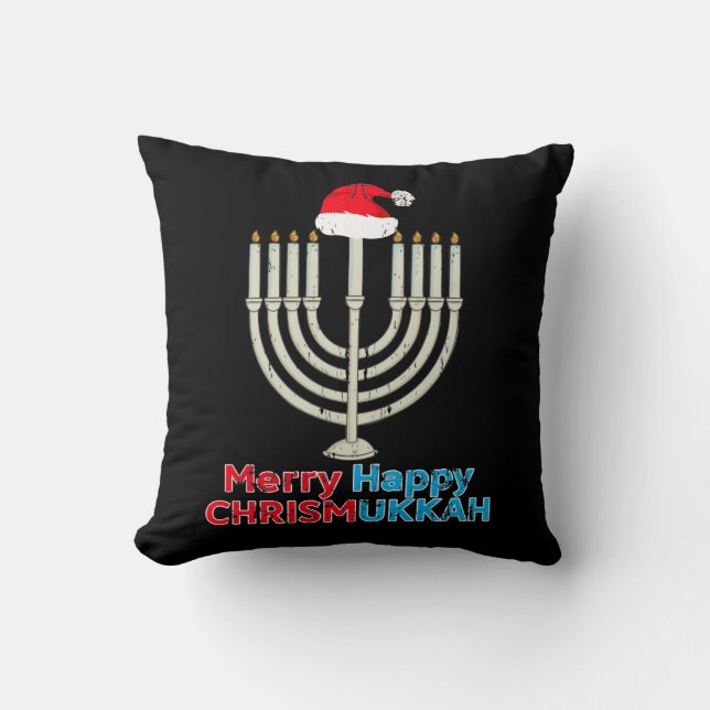 Weihnachten Hanukkah jüdische Menorah WeihnachtsWe Kissen (Vorderseite)