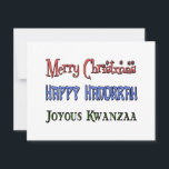 Weihnachten - Hanukkah - Kwanzaa<br><div class="desc">Wünschen Sie allen Freude in dieser Saison mit einer Weihnachtskarte - Hanukkah - Kwanzaa Karte,  T - Shirt oder Tasse!</div>