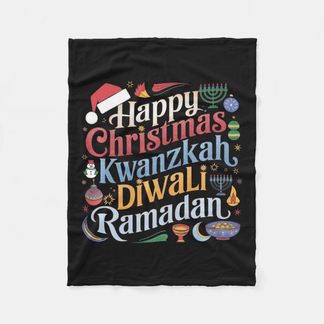 Weihnachten Hanukkah Kwanzaa Diwali Ramadan Fleecedecke (Vorderseite)