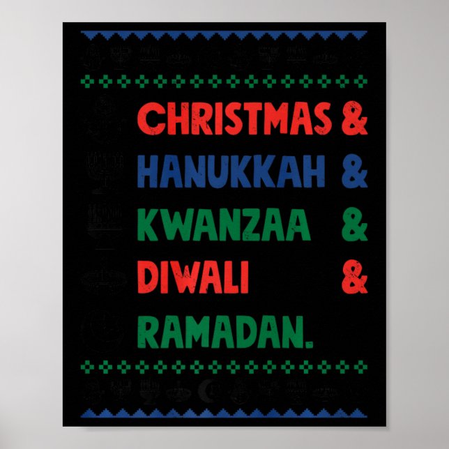 Weihnachten Hanukkah Kwanzaa Diwali Ramadan Funny  Poster (Vorne)