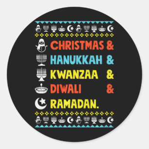Weihnachten Hanukkah Kwanzaa Diwali Ramadan Funny Runder Aufkleber