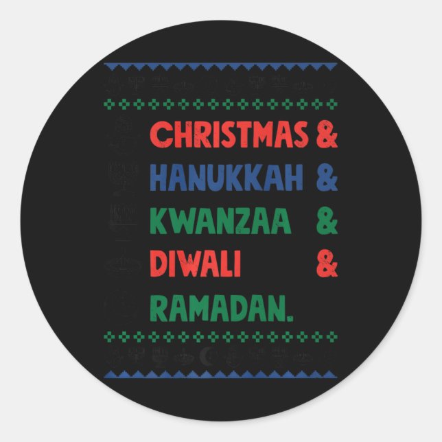 Weihnachten Hanukkah Kwanzaa Diwali Ramadan Funny  Runder Aufkleber (Vorderseite)