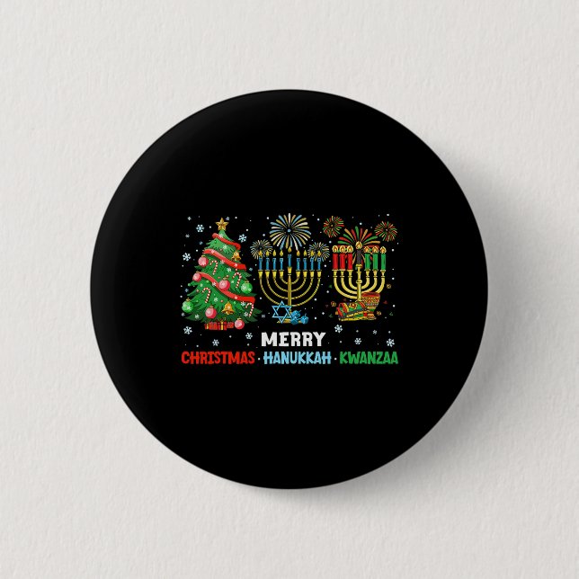 Weihnachten Hanukkah Kwanzaa glückliche Feiertage  Button (Vorderseite)