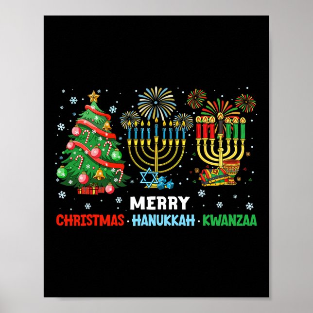 Weihnachten Hanukkah Kwanzaa glückliche Feiertage  Poster (Vorne)