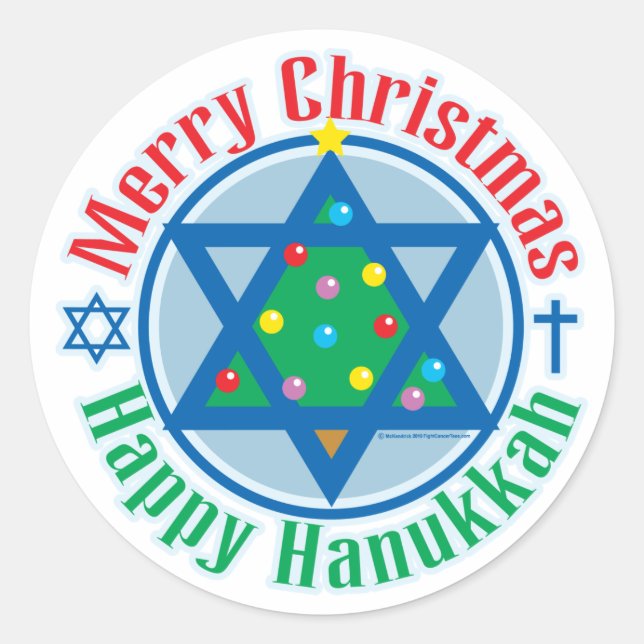 Weihnachten-Hanukkah Runder Aufkleber (Vorderseite)