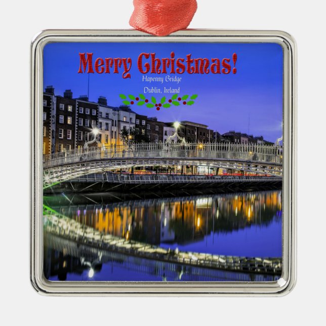 Weihnachten, Ha'penny Bridge, Dublin, Ornament Aus Metall (Vorne)
