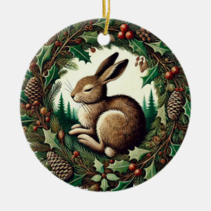 Weihnachten Hare Keramik Ornament