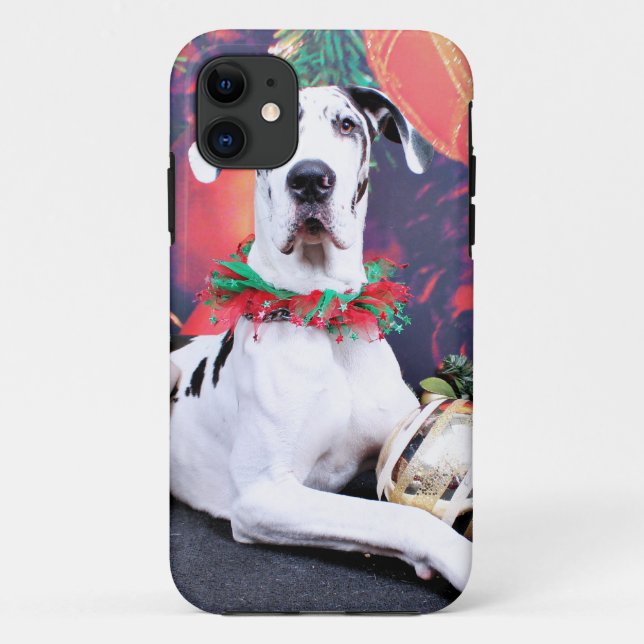 Weihnachten - Harlekin-Deutsche Dogge - Baron Case-Mate iPhone Hülle (Rückseite)