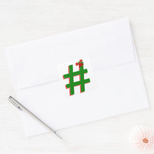 #Weihnachten #HASHTAG - Raute-Zeichen Quadratischer Aufkleber