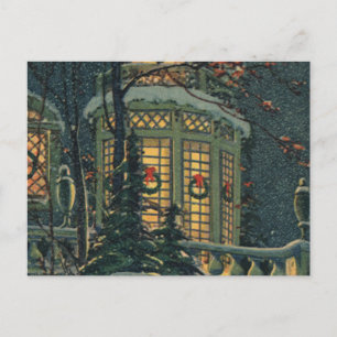 Weihnachten, Haus mit Kränen in Windows Feiertagspostkarte