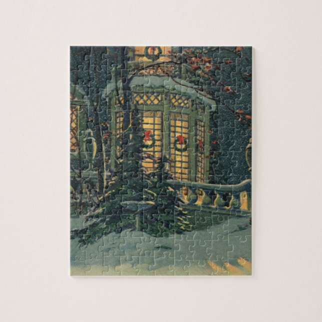 Weihnachten, Haus mit Kränen in Windows Puzzle (Vertikal)