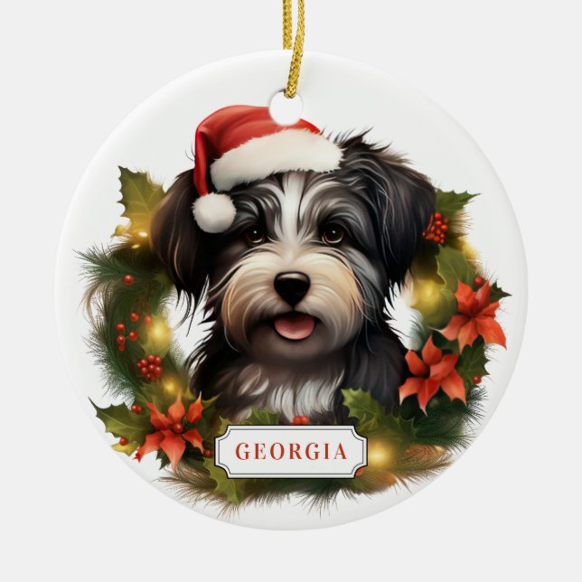 Weihnachten Havanese Keramik Circle Ornament (Vorne)