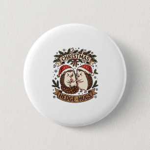 Weihnachten Hecke Umarme Igel Weihnachtsmann Hüte Button