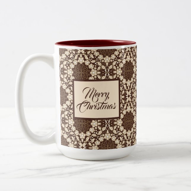 Weihnachten, heilige Blätter & Beeren Zweifarbige Tasse (Links)