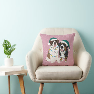 Weihnachten Heiliger Bernard und Berner Hund Kissen