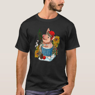 Weihnachten Heiße Schokolade Schwein Western Xmas T-Shirt