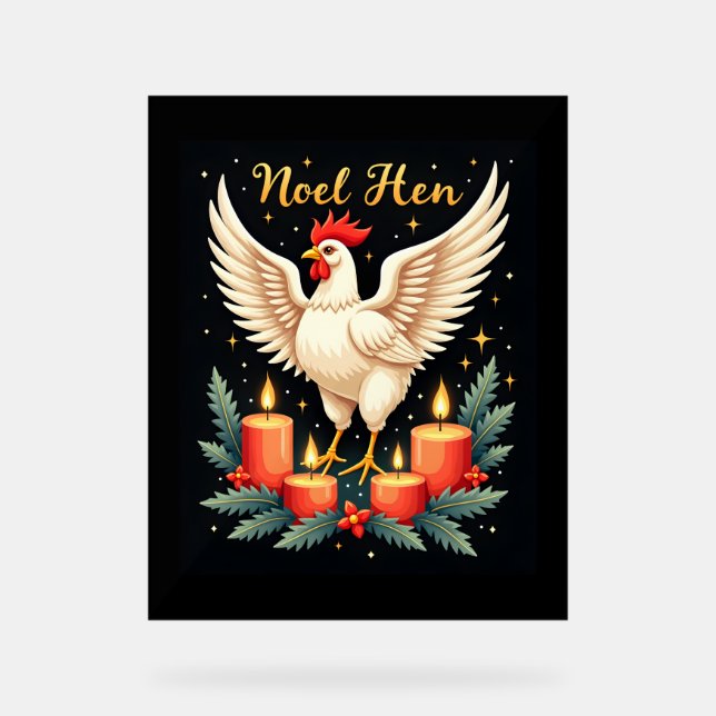 Weihnachten Hen Chicken Acrylschild (Vorderseite)