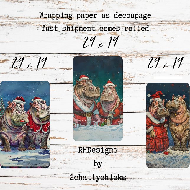 Weihnachten Herr & Mrs. Hippo Decoupage Geschenkpapier Set (Von Creator hochgeladen)