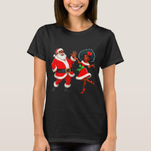 Weihnachten Herr Santa Frau Claus Tanzend Afroamer T-Shirt