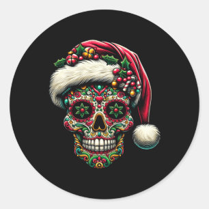 Weihnachten Herren Zucker-Schädel-Santa-Hut Tag De Runder Aufkleber