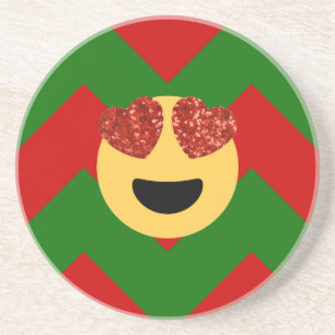 Weihnachten Herz Auge Emoji Getränkeuntersetzer