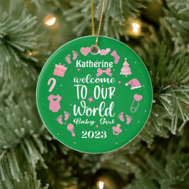 Weihnachten Herzlich willkommen in unserem Baby-Mä Keramik Ornament (Baum)