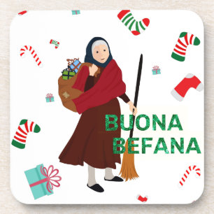 Weihnachten Hexe buona Befana Getränkeuntersetzer