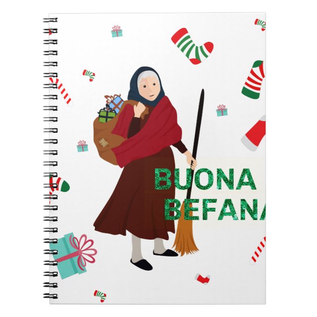 Weihnachten Hexe buona Befana Notizblock (Vorderseite)
