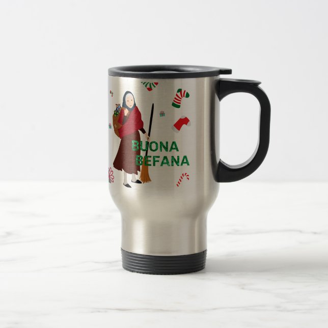 Weihnachten Hexe buona Befana Reisebecher (Rechts)