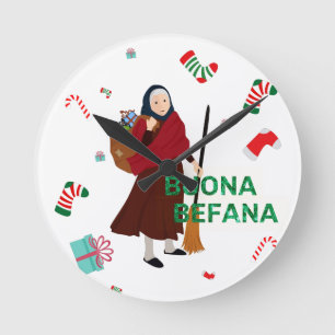 Weihnachten Hexe buona Befana Runde Wanduhr