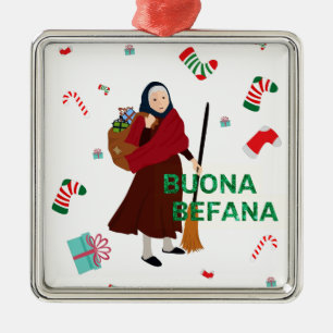 Weihnachten Hexe buona Befana Silbernes Ornament