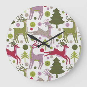 Weihnachten Hintergrund: Festsaison-Design Große Wanduhr