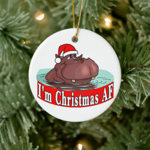 Weihnachten Hippopotamus Keramik Ornament