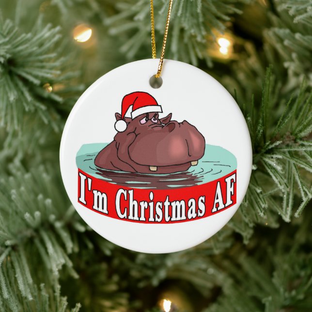 Weihnachten Hippopotamus Keramik Ornament (Baum)