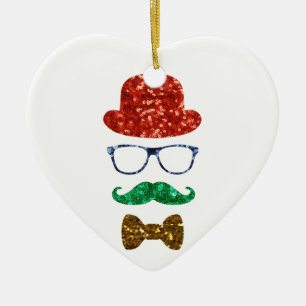 weihnachten hipster-schnurrbart keramik ornament