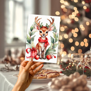 Weihnachten Hirsch in Rotem Scarf Ferienkarte