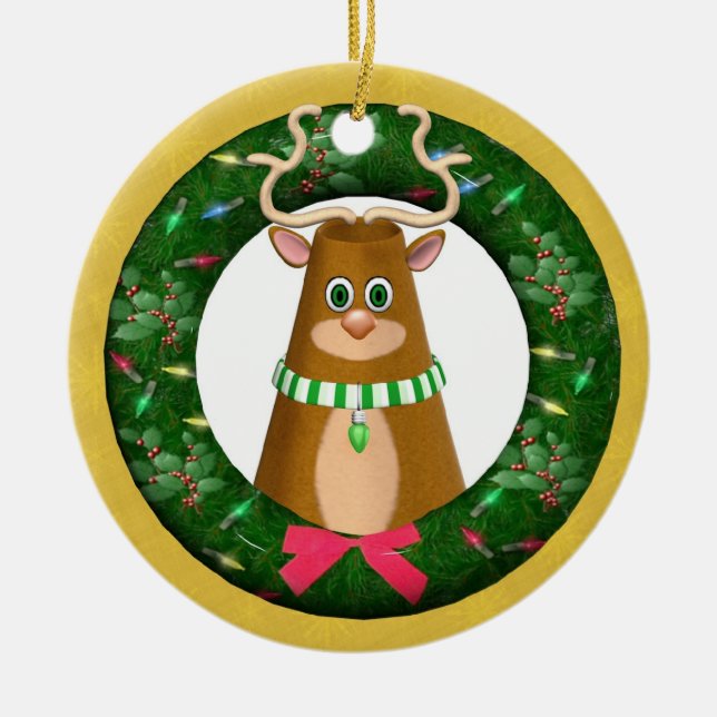 Weihnachten Hirsch Runde Personalisierte Ornamente (Vorne)