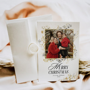 Weihnachten Hirsch Schwarz-Gold-Blumen-Foto Digita