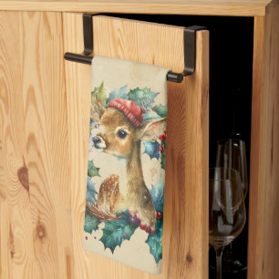 Weihnachten Hirsch Winter Wasserfarbe Tier Geschirrtuch