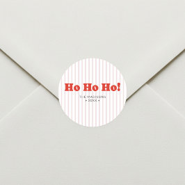 Weihnachten Ho Ho Ho Rot Gestreift Runder Aufkleber