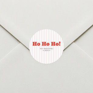 Weihnachten Ho Ho Ho Rot Gestreift Runder Aufkleber