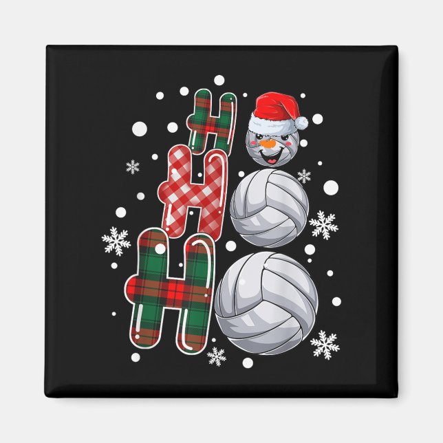 Weihnachten Ho-ho-ho Santa Snowman Volleyball Xmas Magnet (Vorne)