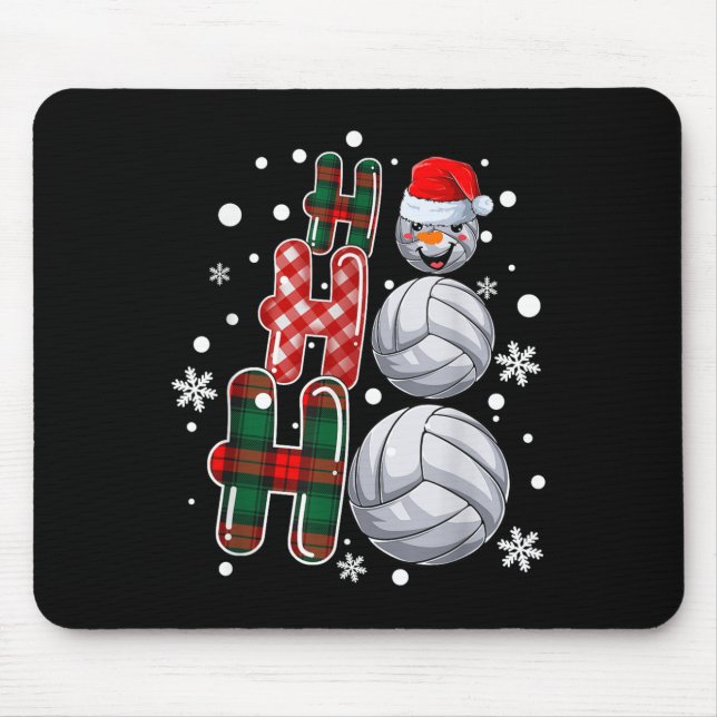 Weihnachten Ho-ho-ho Santa Snowman Volleyball Xmas Mousepad (Vorne)