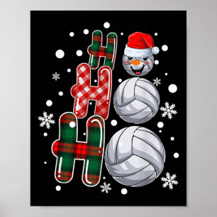 Weihnachten Ho-ho-ho Santa Snowman Volleyball Xmas Poster