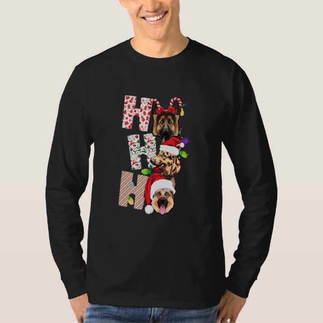 Weihnachten Ho Ho Ho Schäferhund Hund für Hunde Ha T-Shirt (Vorderseite)