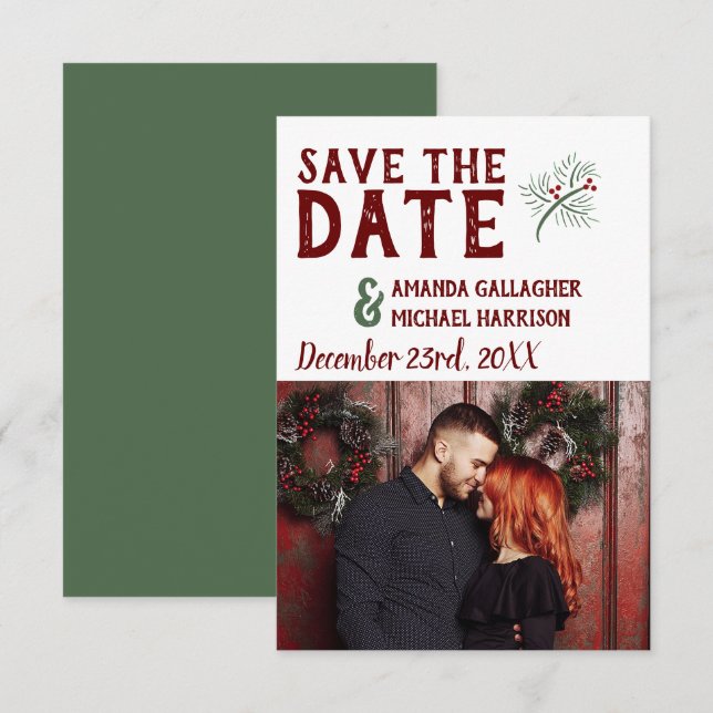 Weihnachten Hochzeit Minimalistisch Mod Winter Pin Save The Date (Vorne/Hinten)