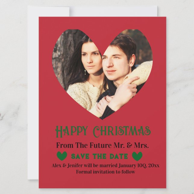 Weihnachten Hochzeit Speichern Sie die Date Holida (Vorderseite)