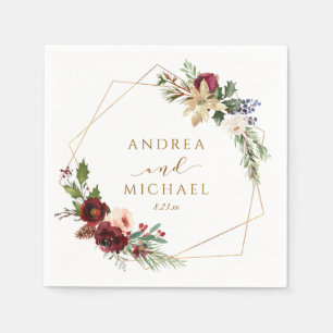 Weihnachten Hochzeit Winter Roter Kranz Wasserfarb Serviette